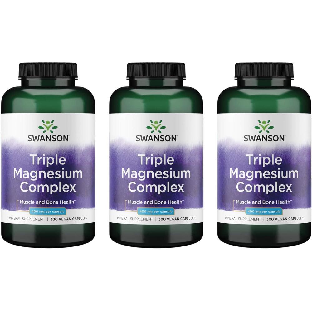 imageSwanson Triple Magnesium Complex  Mineral Supplement  Natural Support  Featuring Citrate Oxide ampamp Aspartate  300 Capsules 400mg Each 2 Pack300 Count Pack of 3