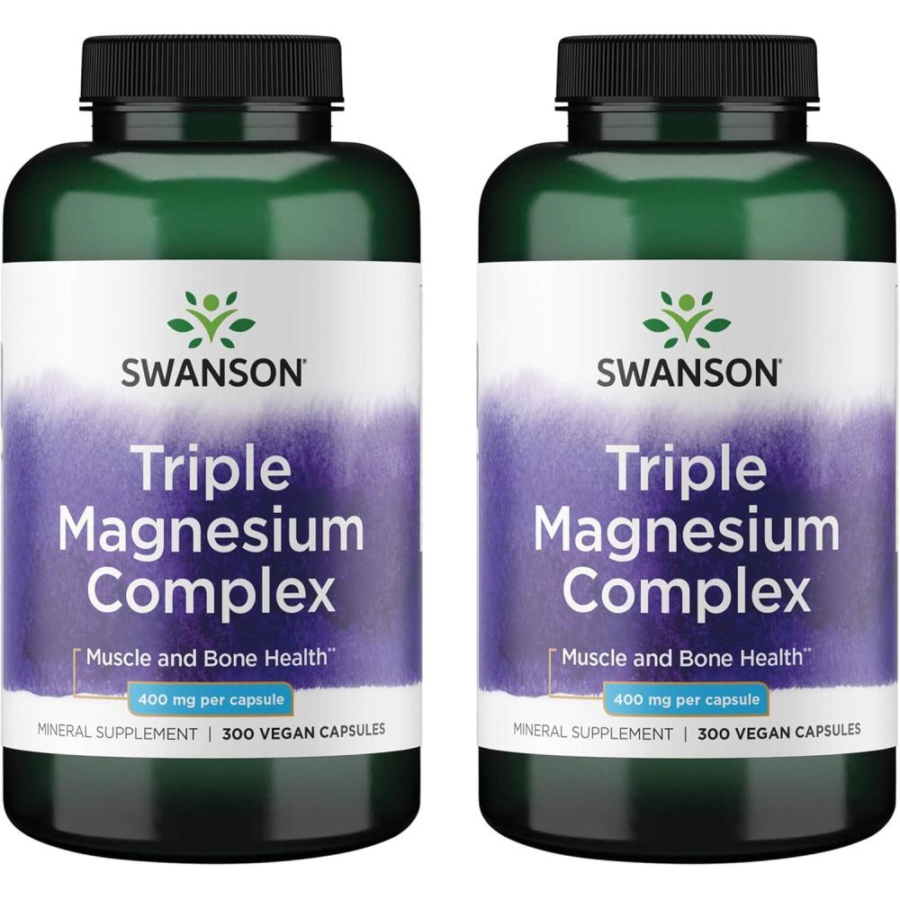 imageSwanson Triple Magnesium Complex  Mineral Supplement  Natural Support  Featuring Citrate Oxide ampamp Aspartate  300 Capsules 400mg Each 2 Pack600 Count Pack of 1
