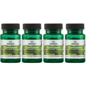 Swanson Soy-Free Genistein – Plant-Based Natural Supplement for Women – Comfort & Balance – (60 Veggie Capsules, 125mg Each)(60 Count (Pack of 4))