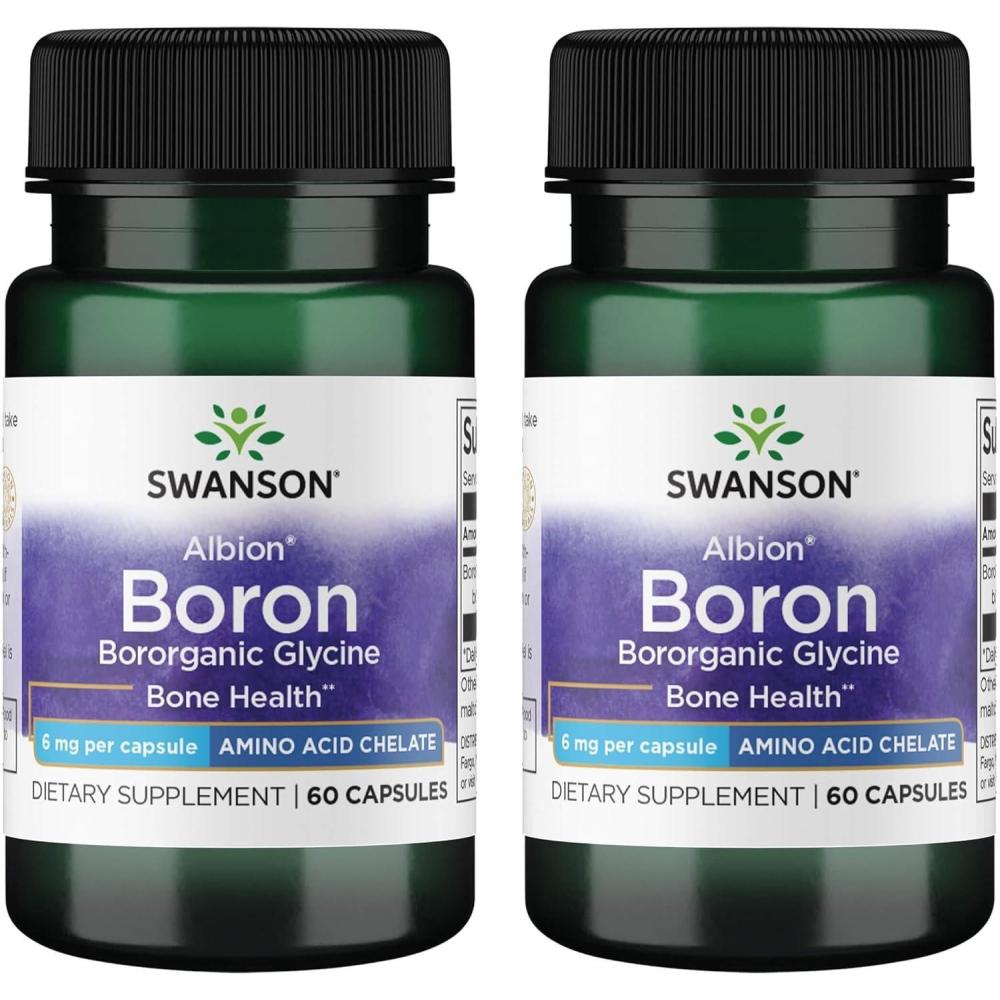 imageSwanson Boron from Albion  Boroganic Glycine Supplement Supporting Joint Health ampamp Bone Health  High Absorption Formula May Support Overall Balance  60 Capsules 6mg Each 2 Pack