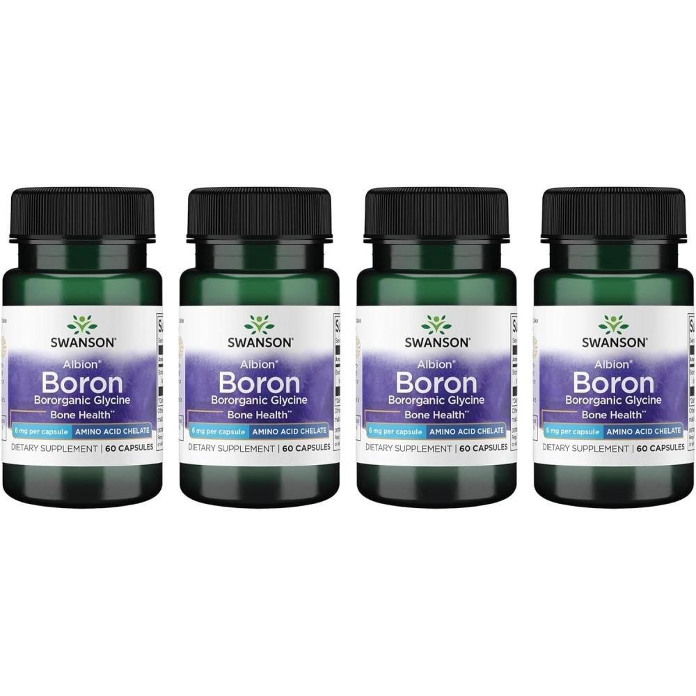 imageSwanson Boron from Albion Boroganic Glycine Supplement Supporting Joint Health ampamp Bone Health High Absorption Formula May Support Overall Balance 60 Capsules 6mg Each 4 Pack