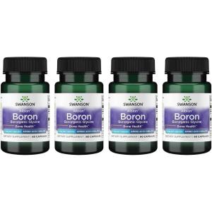 Swanson Boron from Albion – Boroganic Glycine Supplement Supporting Joint Health & Bone Health – High Absorption Formula May Support Overall Balance – (60 Capsules, 6mg Each) (4 Pack)