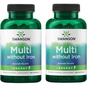 Swanson Active One Multivitamin Without Iron 90 Capsules (2 Pack)