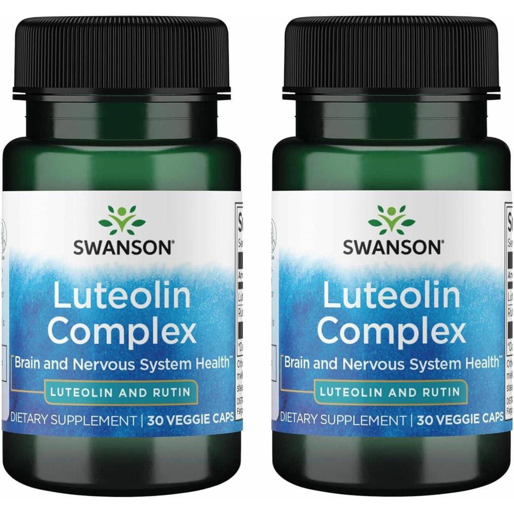 imageSwanson Luteolin Complex wRutin  Brain Support Supplement Promoting Memory Mood ampamp Cognitive Health  Natural Formula to Help Maintain Nervous System  30 Veggie Capsules 4 Pack30 Count Pack of 2