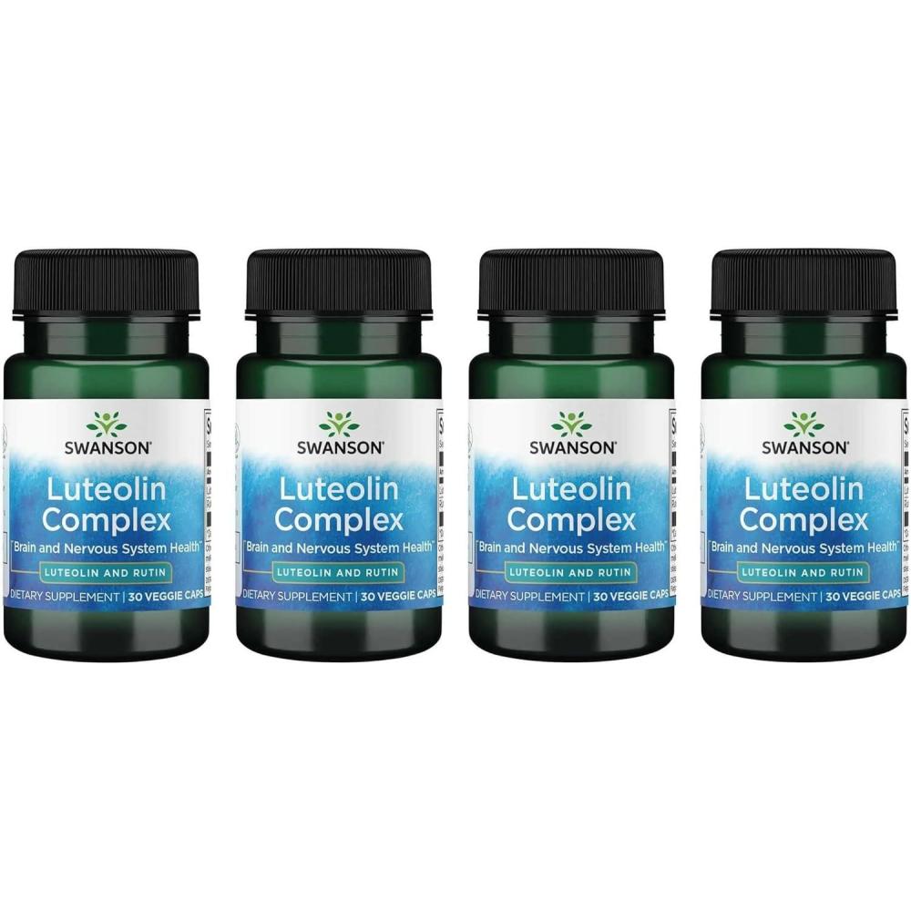 imageSwanson Luteolin Complex wRutin  Brain Support Supplement Promoting Memory Mood ampamp Cognitive Health  Natural Formula to Help Maintain Nervous System  30 Veggie Capsules 4 Pack30 Count Pack of 4