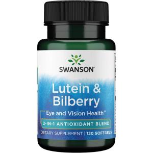 Swanson Standardized Lutein & Bilberry – Natural Supplement Promoting Eye Sight & Eye Health – Formula to Help Reduce Eye Fatigue & Strain – (120 Softgels)(120 Count (Pack of 1))