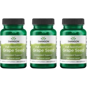 Swanson Grape Seed Heart Antioxidant Free Radicals Healthy Blood Pressure Support Polyphenols OPCS Herbal Supplement 380 mg 100 Capsules (3 Pack)