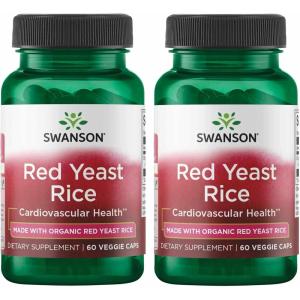 Swanson Made with Organic Traditional Red Yeast Rice 600 Milligrams 60 Veg Capsules(60 Count (Pack of 2))