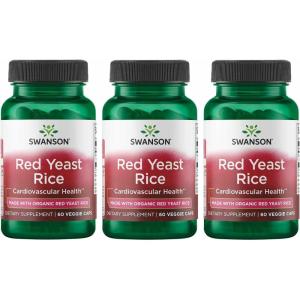 Swanson Made with Organic Traditional Red Yeast Rice 600 Milligrams 60 Veg Capsules(60 Count (Pack of 3))