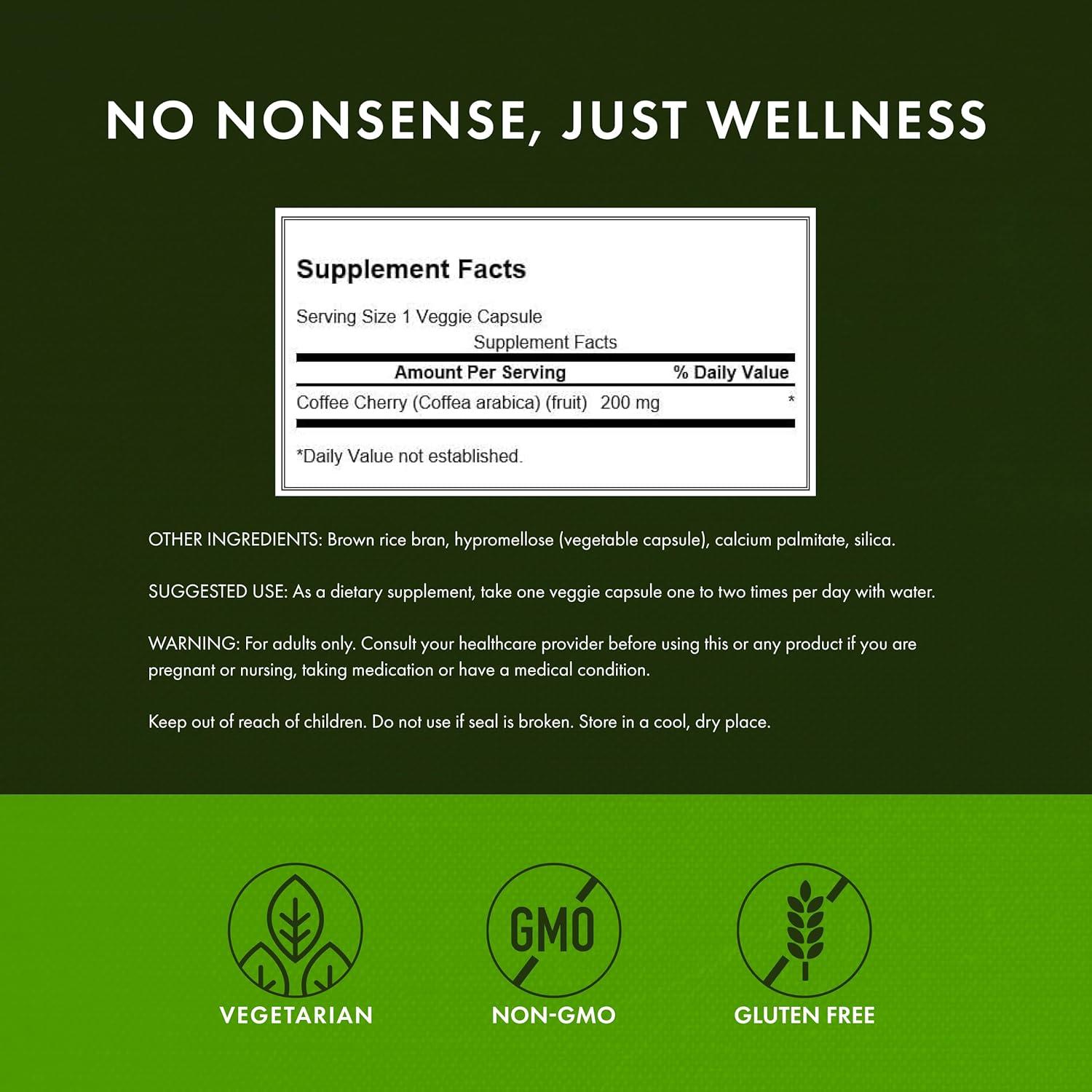 imageSwanson FullSpectrum Coffee Cherry Herbal Supplement Promoting Immune System Support ampamp Delivering Essential Phytonutrients Natural Overall Wellness Support 60 Veggie Capsules 200mg Each60 Count Pack of 1