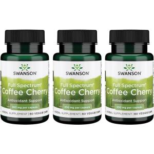 Swanson Full-Spectrum Coffee Cherry – Herbal Supplement Promoting Immune System Support & Delivering Essential Phytonutrients – Natural Overall Wellness Support – (60 Veggie Capsules, 200mg Each)(60 Count (Pack of 3))