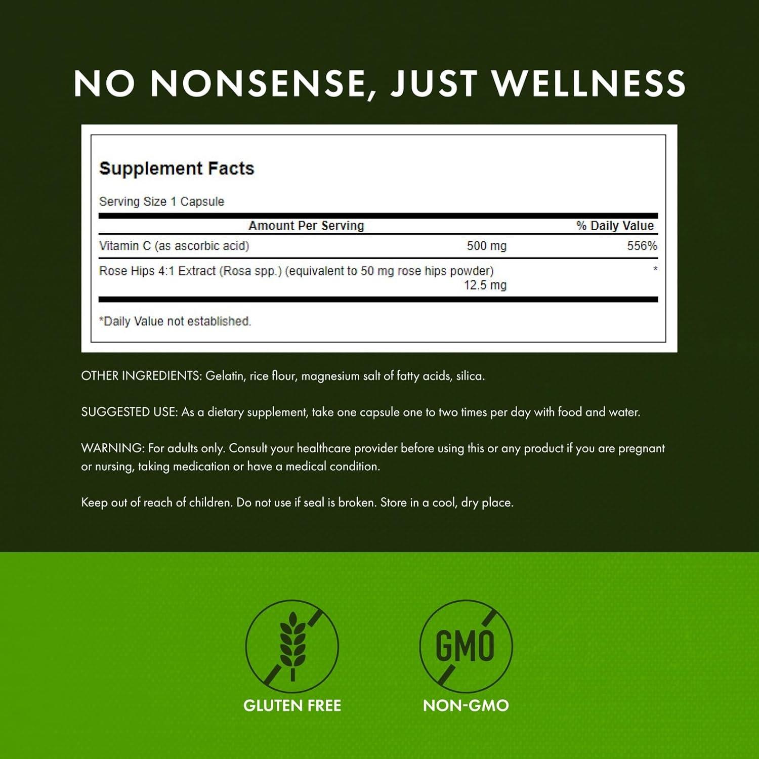 imageSwanson Vitamin C 500 Herbal Supplement Promoting Skin Health Heart Health amp Immune System Support Natural Formula Supporting Defense amp Wellness 250 Capsules 500mg Each