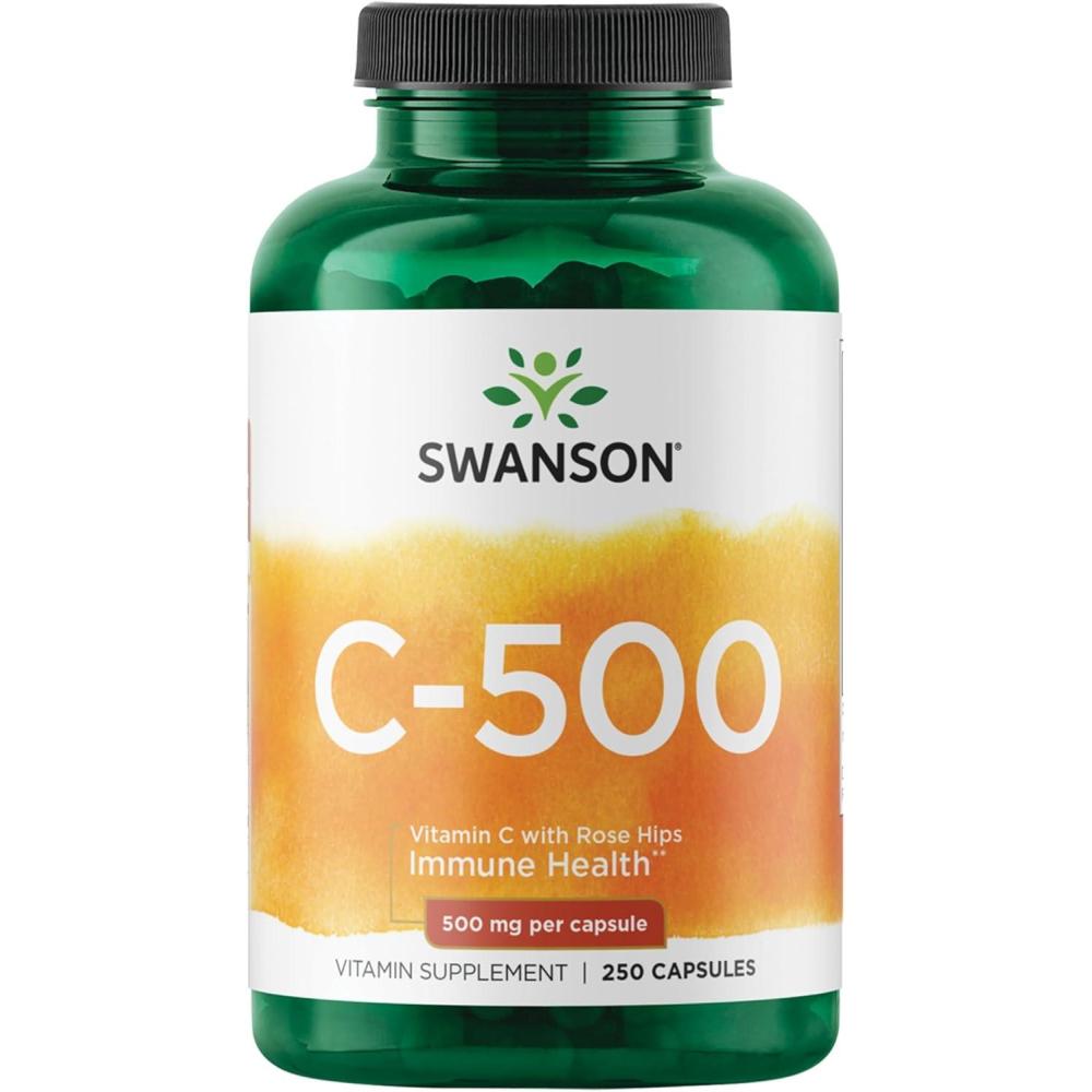imageSwanson Vitamin C 500 Herbal Supplement Promoting Skin Health Heart Health amp Immune System Support Natural Formula Supporting Defense amp Wellness 250 Capsules 500mg Each