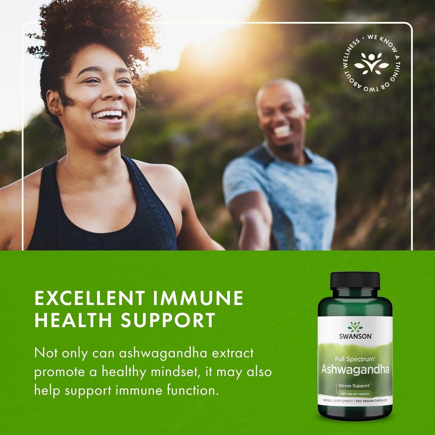 imageSwanson Ashwagandha Powder Supplement with Ashwagandha Root to Promote Stress Relief amp Energy Ayurvedic Supplement for Natural Wellness 100 Capsules 450mg Each 4 Pack