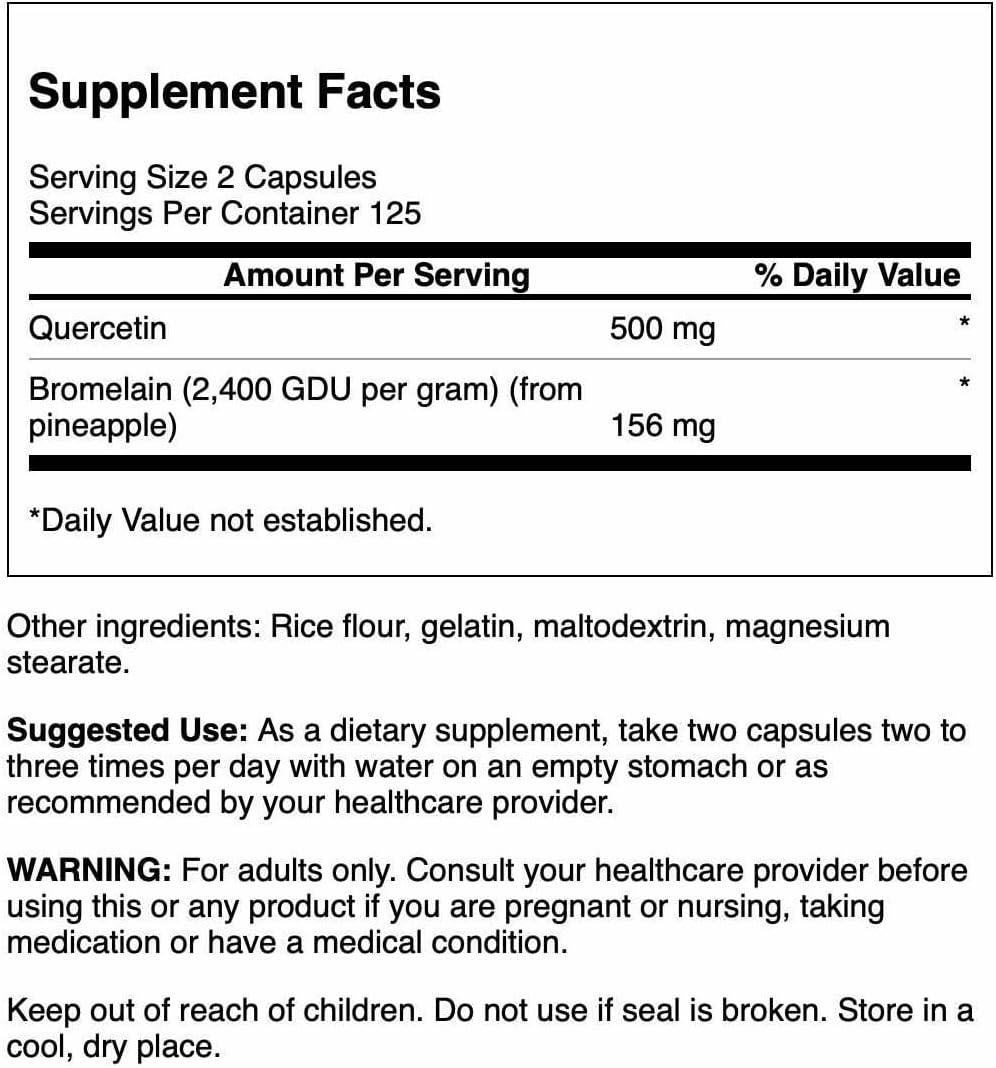 imageSwanson Quercetin amp Bromelain Supplement Unique Natural Formula250 Capsules 26078mg Each250 Count Pack of 1