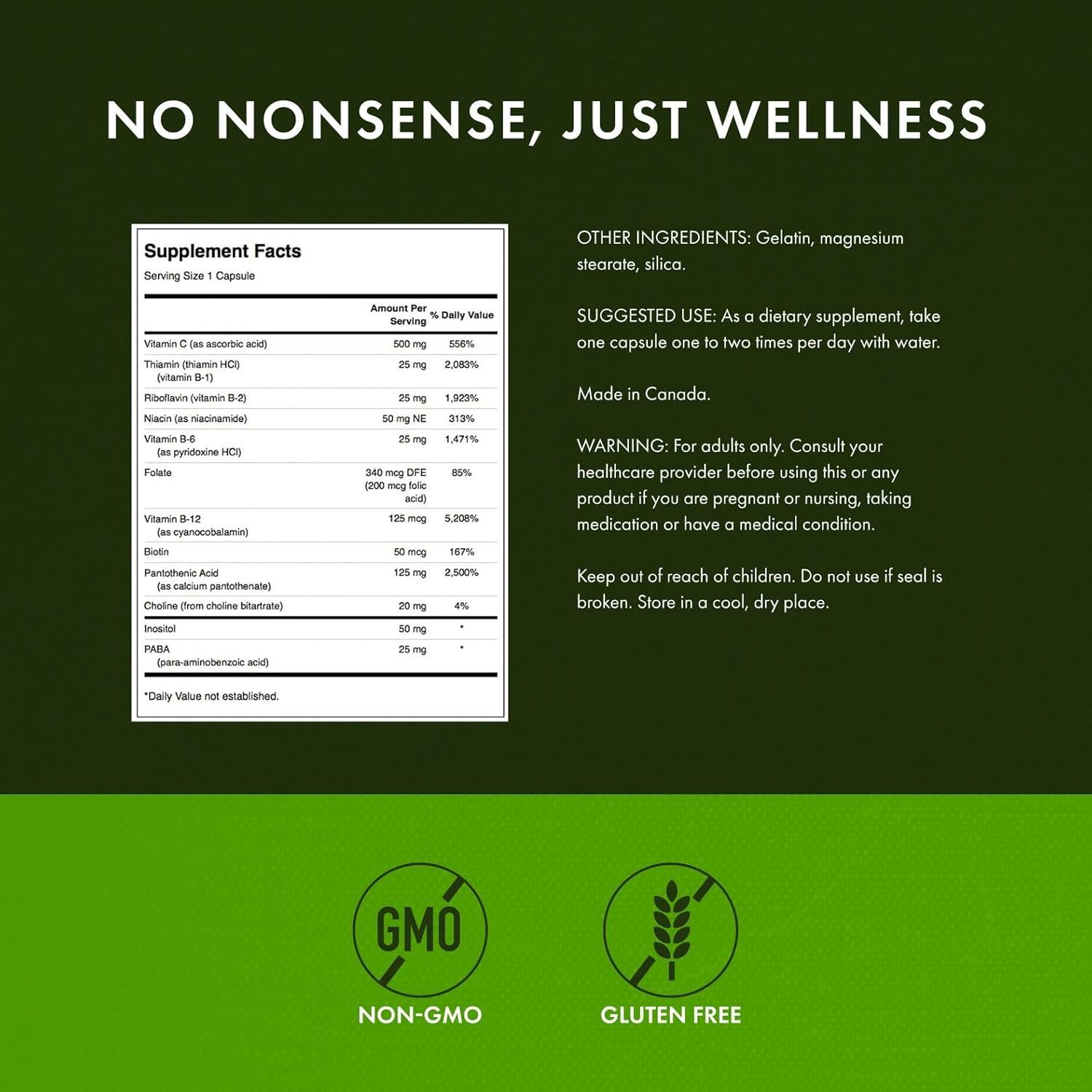 imageSwanson Vitamin BComplex wVitamin C Natural Supplement Promoting Stress Relief Energy Support amp Aiding Immune Health May Support Metabolism amp Nervous Health 100 Capsules 2 Pack