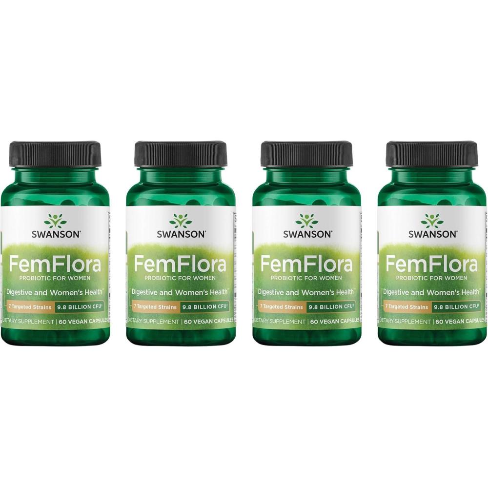 imageSwanson FemFlora  Feminine Probiotic Supplement Supporting Flora of The Mouth GI Tract and Vagina  Probiotics for Women with 9 Billion CFU Per Capsule  60 Capsules 2 Pack60 Count Pack of 4