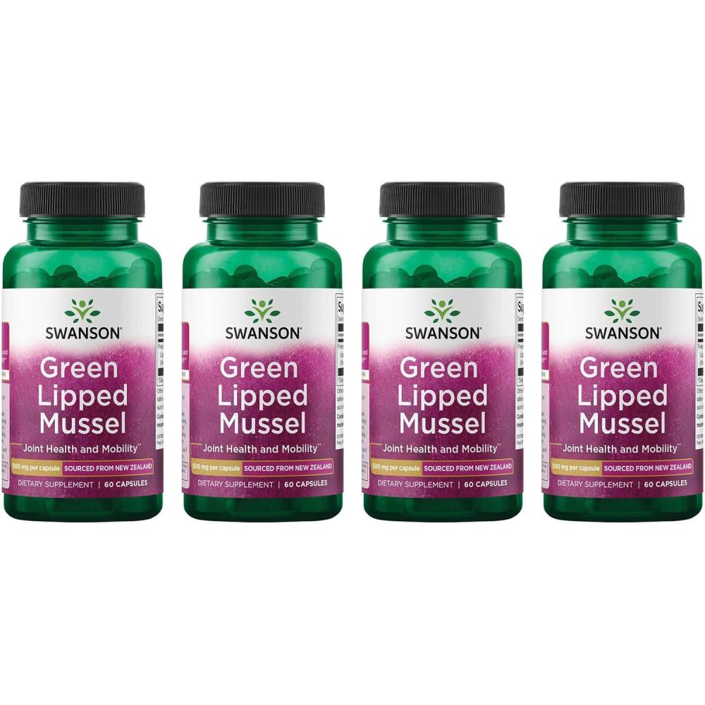 imageSwanson Green Lipped Mussel FreezeDried New Zealand Joint Health amp Mobility Supplement Natural Formula May Support Heart Health amp Digestive Function 60 Capsules 500mg Each 3 Pack60 Count Pack of 4