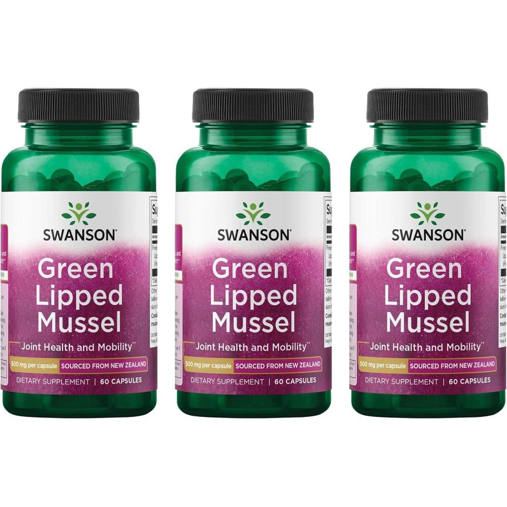 imageSwanson Green Lipped Mussel FreezeDried  New Zealand Joint Health amp Mobility Supplement  Natural Formula May Support Heart Health amp Digestive Function  60 Capsules 500mg Each 3 Pack60 count Pack of 3