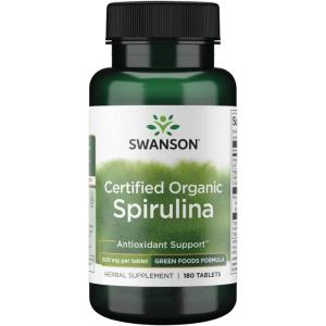 Swanson Certified Organic Spirulina 500 Milligrams 180 Tabs