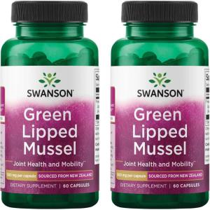 Swanson Green Lipped Mussel (Freeze-Dried) – New Zealand Joint Health & Mobility Supplement – Natural Formula May Support Heart Health & Digestive Function – (60 Capsules, 500mg Each) (3 Pack)(60 Count (Pack of 2))