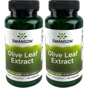Swanson Olive Leaf Extract Capsules with 20% Oleuropein – Provides Immune Support, Promotes Cardiovascular System Health, and Supports Healthy Blood Pressure – (60 Capsules, 750mg Each)(60 Count (Pack of 2))