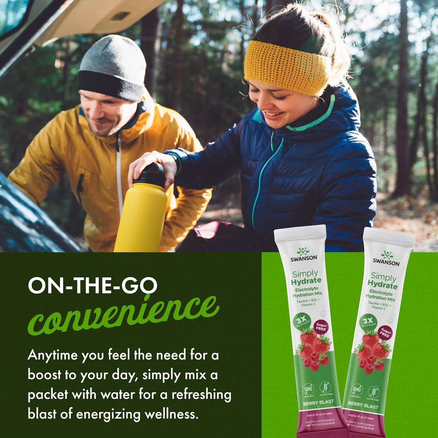 imageSwanson Simply Hydrate Electrolyte Powder Mix SugarFree Drink Mix with 0 Calories Convenient OnTheGo Hydration Powder Advanced Electrolyte Drink Mix Berry Blast Flavor 30 Packets