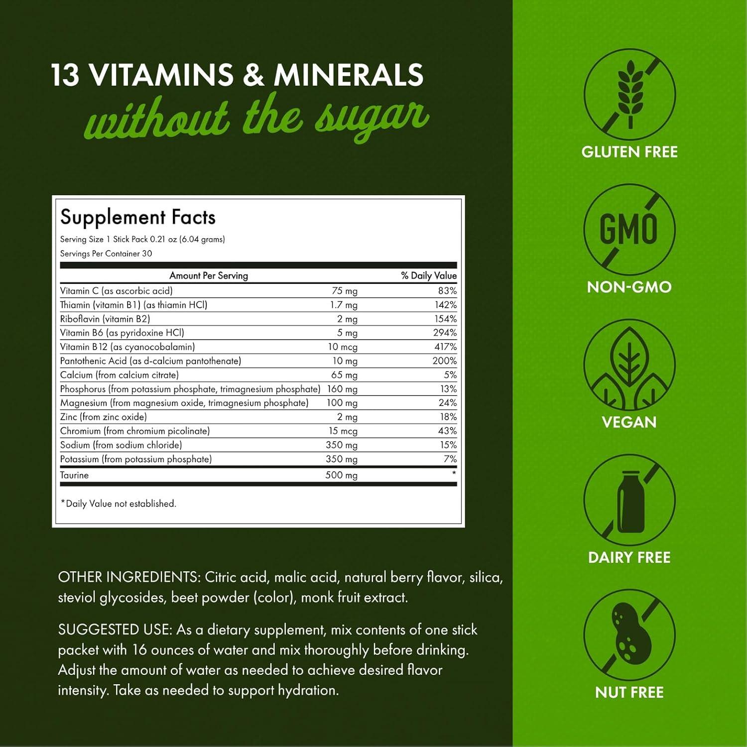 imageSwanson Simply Hydrate Electrolyte Powder Mix SugarFree Drink Mix with 0 Calories Convenient OnTheGo Hydration Powder Advanced Electrolyte Drink Mix Berry Blast Flavor 30 Packets